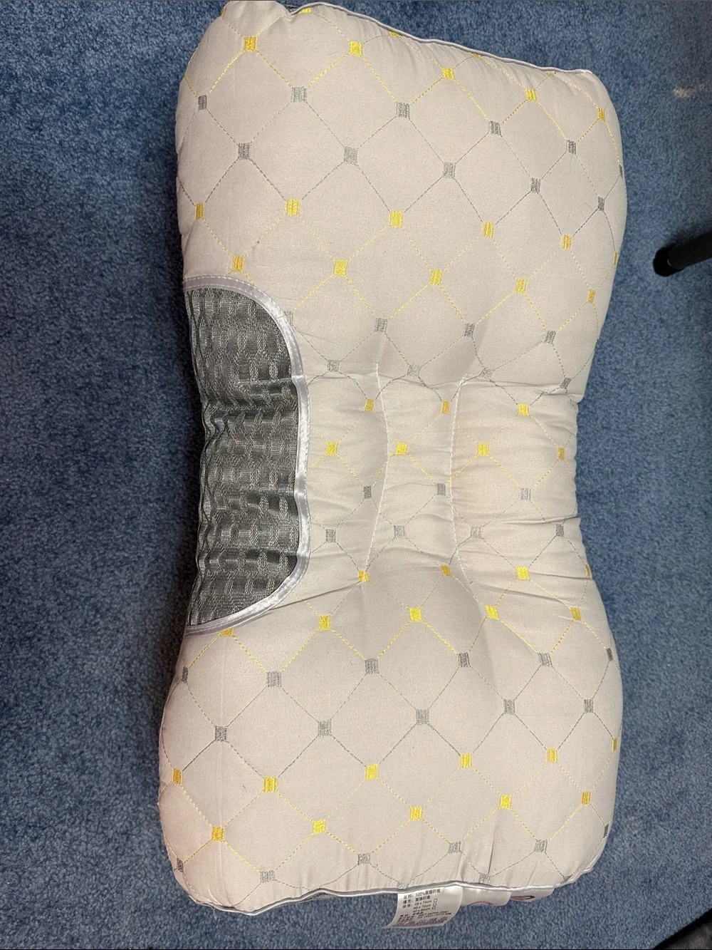 Supportive Neck and Lumbar Pillow in Cream with Gray Accent